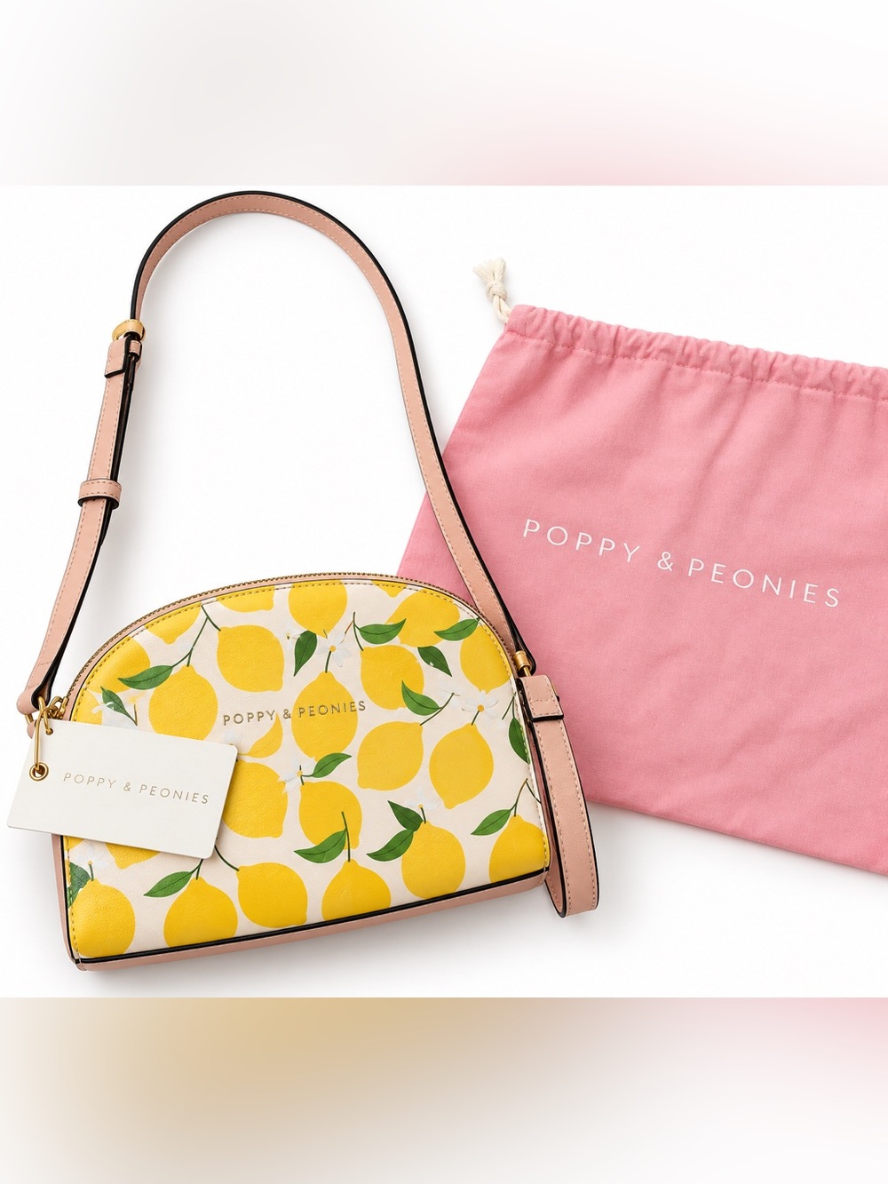 NWT Poppy & Peonies Lemon Print Crossbody Bag